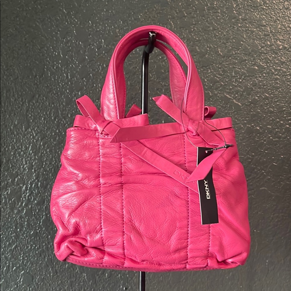 DKNY Pink Tote Bag with Ruched Detailing